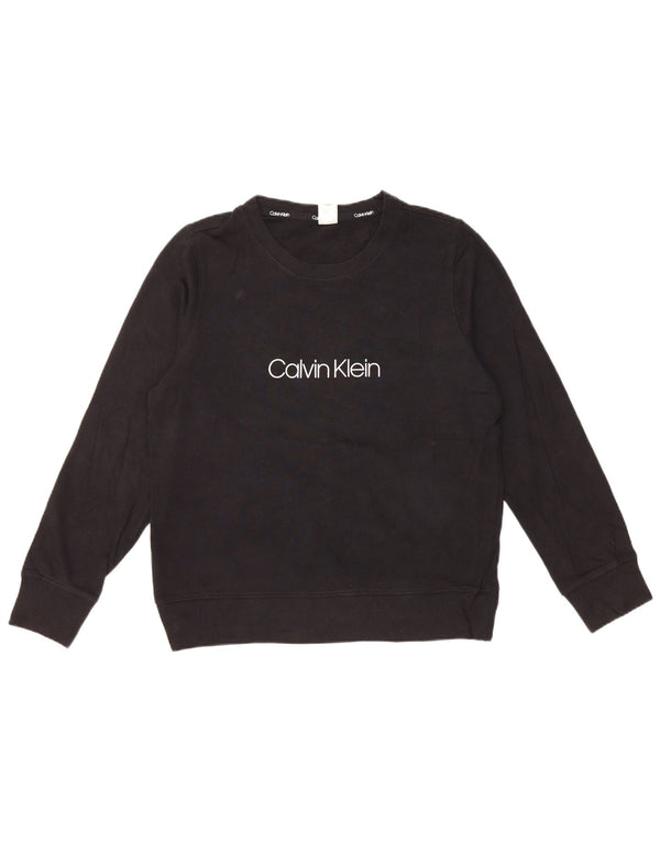 Damski sweter CALVIN KLEIN z grafiką UK 14, średni czarny, bawełniany