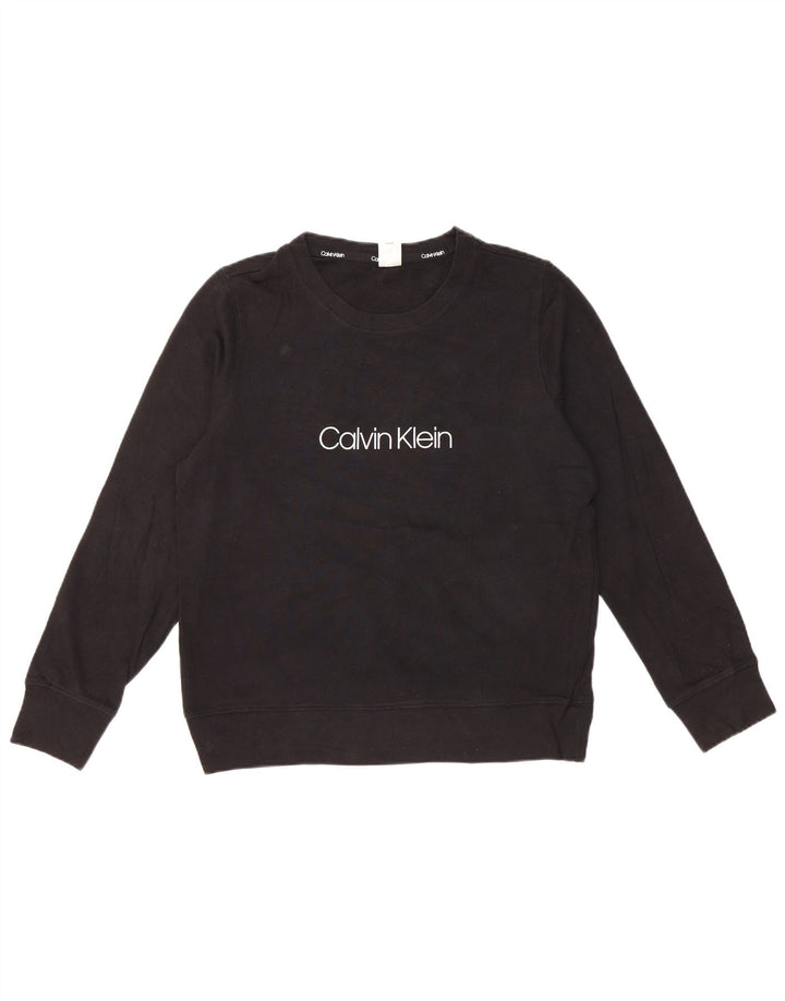 Damski sweter CALVIN KLEIN z grafiką UK 14, średni czarny, bawełniany