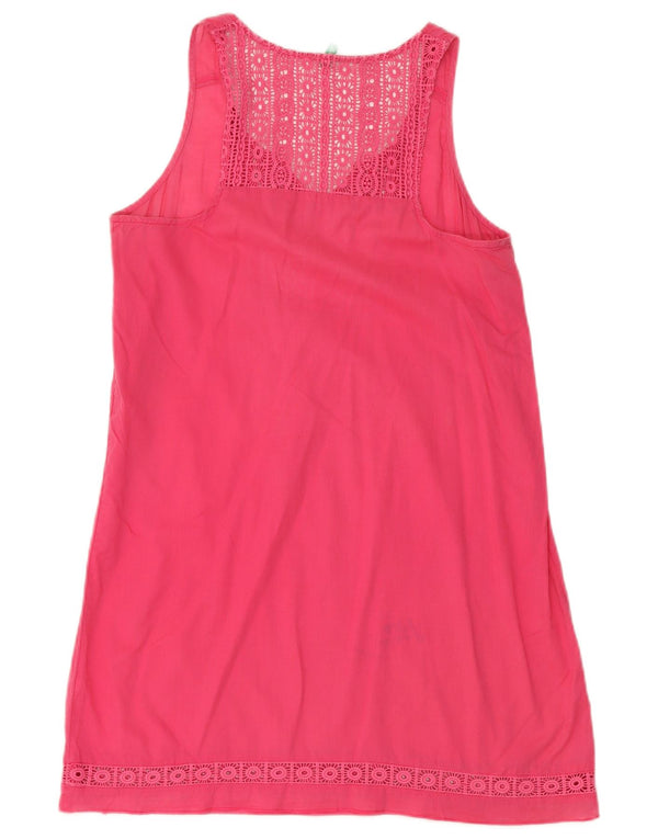 Benetton Womens Sleeveless Shift Dress UK 12 Medium Pink