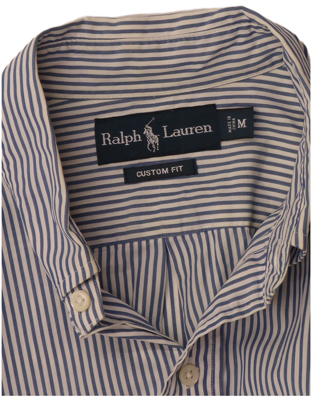 RALPH LAUREN Męska koszula o dopasowanym kroju, bawełniana w średnie niebieskie paski