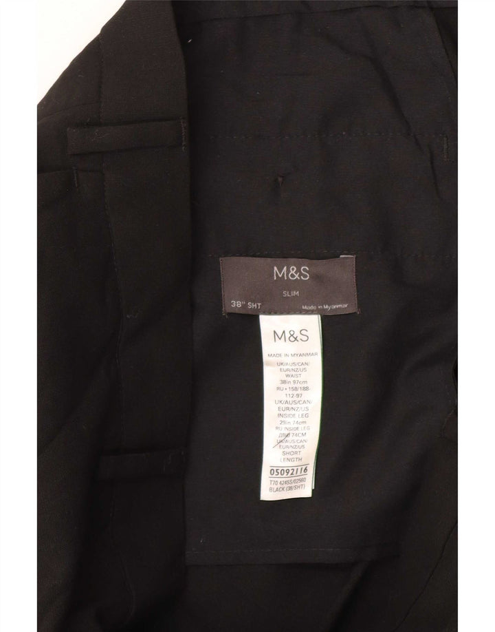 Marks & Spencer Męskie krótkie spodnie W38 L25 Czarny poliester
