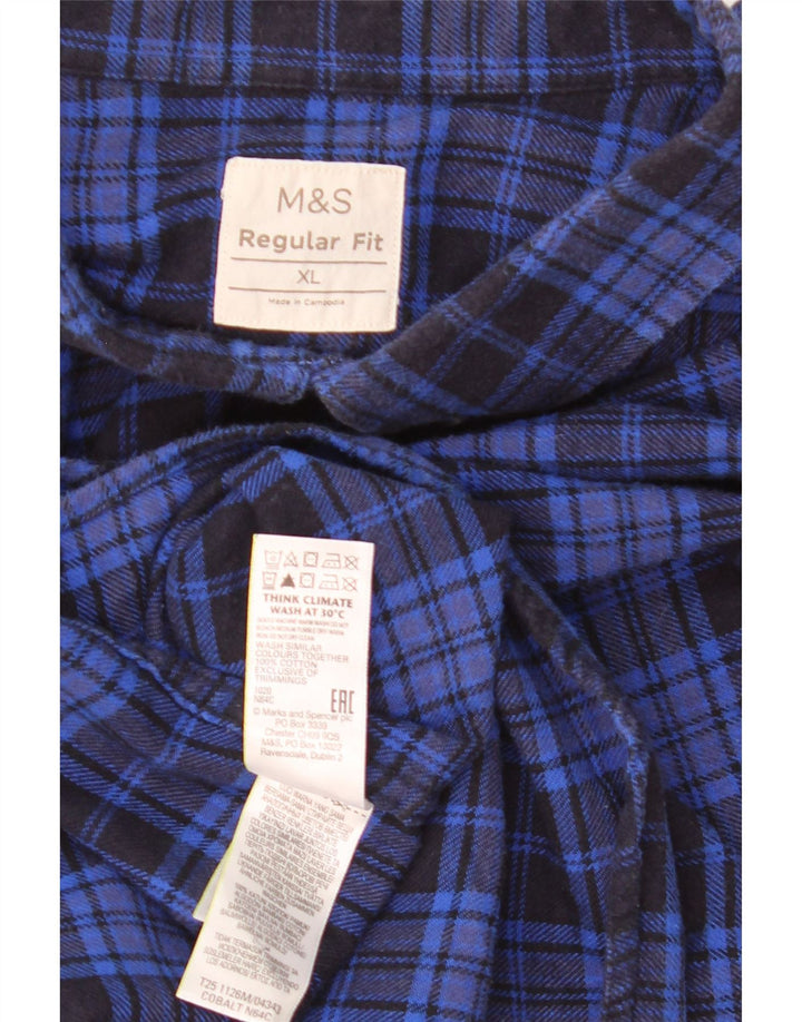 Marks & Spencer Męska koszula flanelowa XL w niebieską kratkę, o regularnym kroju