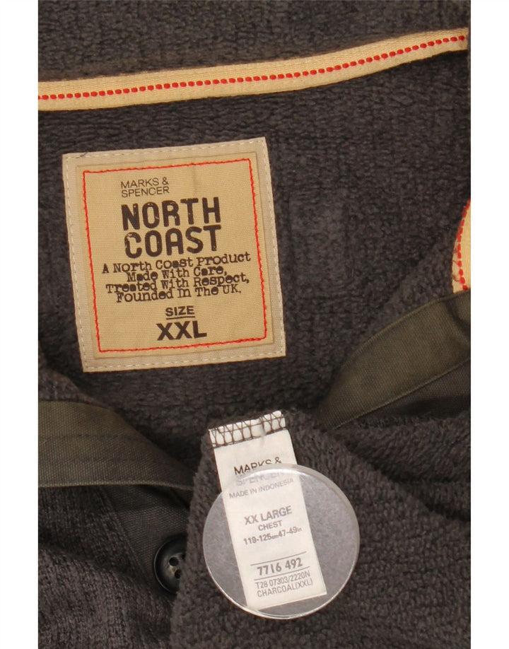 Marks & Spencer Męski sweter zapinany na guziki, 2XL, szary poliester