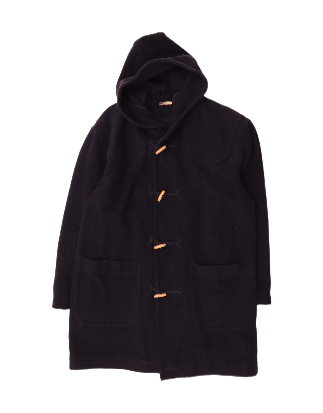 Sisley Męski płaszcz z kapturem o swobodnej elegancji UK 36 Mały granatowy wełniany