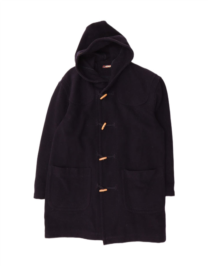 Sisley Męski płaszcz z kapturem o swobodnej elegancji UK 36 Mały granatowy wełniany