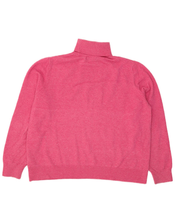 Marks & Spencer Damski sweter oversize z golfem, UK 16, duży, różowy