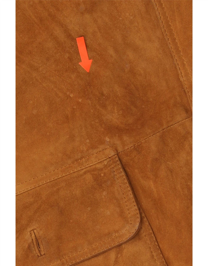 Zamszowa kurtka bomber męska vintage IT 54 2XL brązowa