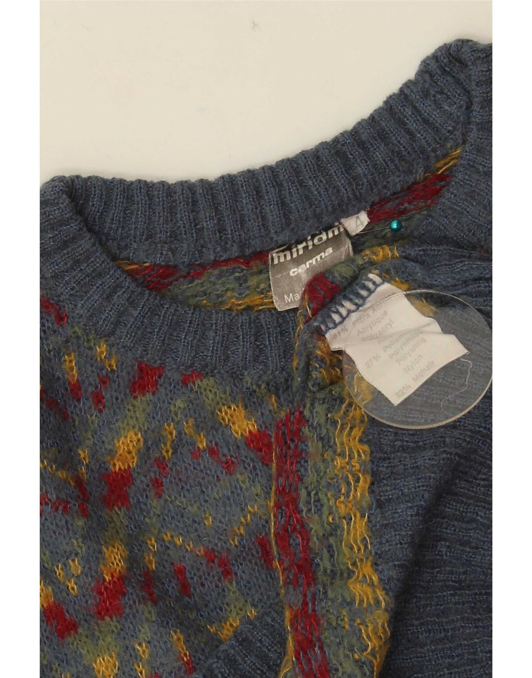 Męski sweter Miriam z okrągłym dekoltem, średnio szary, akryl Fair Isle