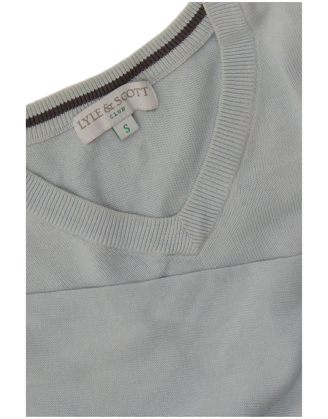 Męski sweter klubowy LYLE & SCOTT z dekoltem w kształcie litery V, mały, niebieski