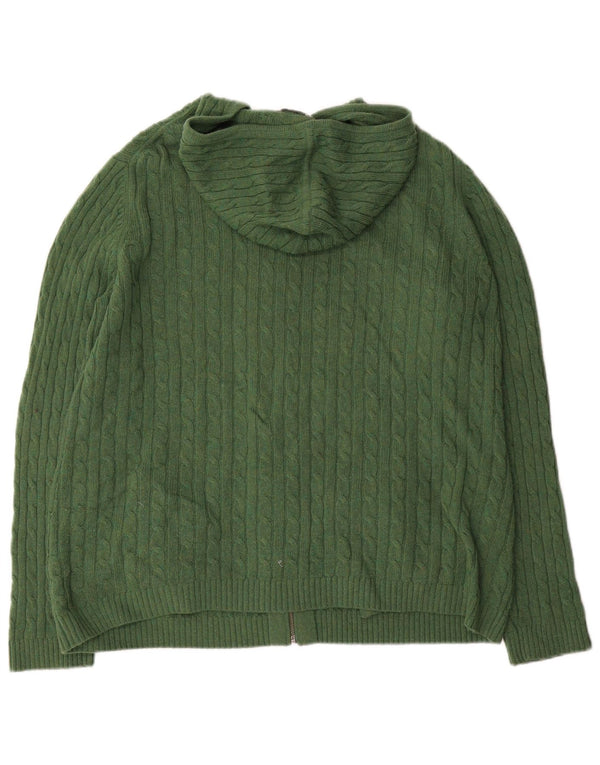 Damski sweter rozpinany z kapturem L.L.Bean UK 18 XL, zielona wełna