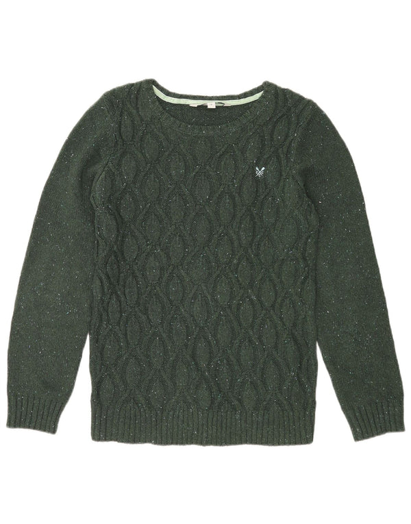 Crew Clothing Damski sweter z dekoltem w łódkę UK 14 Średni zielony nakrapiany