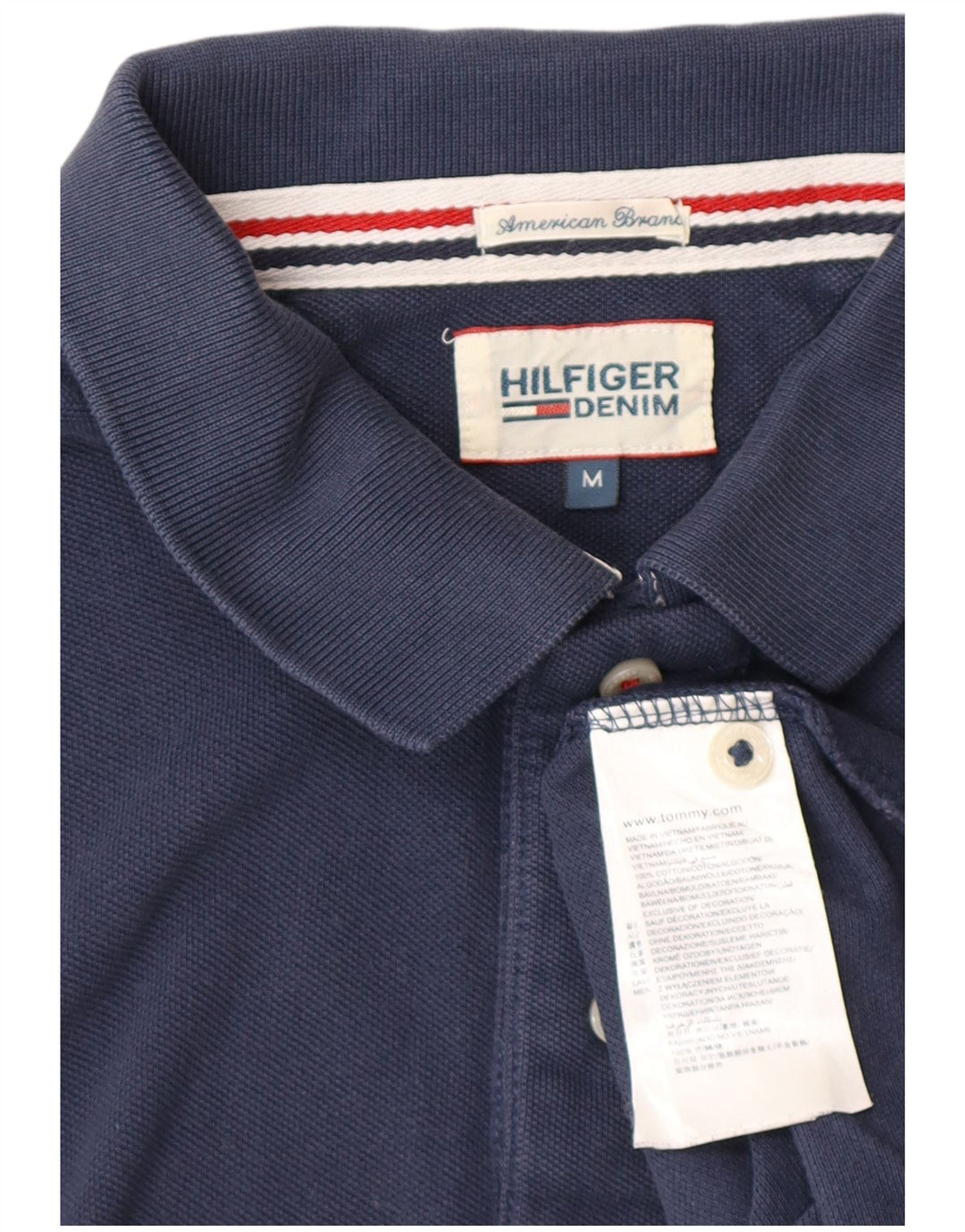 Męska wysoka koszulka polo Tommy Hilfiger, średnia, granatowa, bawełniana