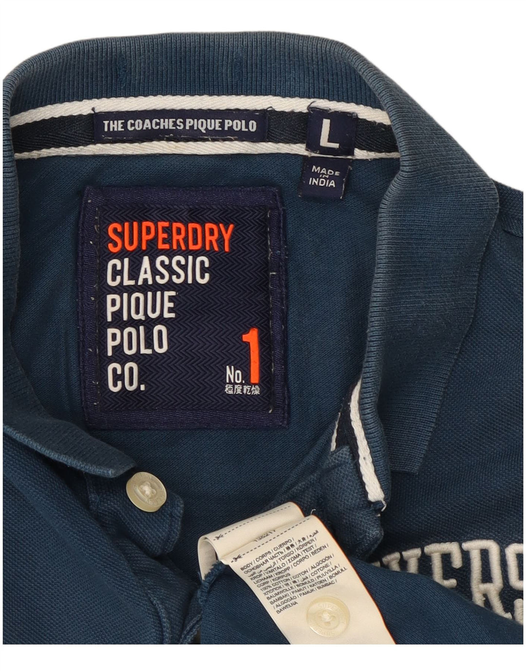 Męska koszulka polo Superdry z grafiką, duża, niebieska, bawełniana