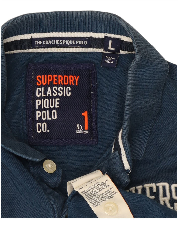 Męska koszulka polo Superdry z grafiką, duża, niebieska, bawełniana