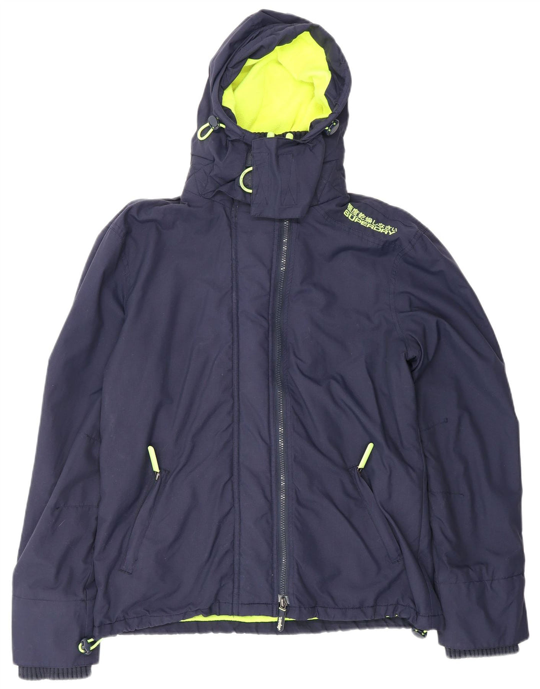 SUPERDRY Męska kurtka przeciwdeszczowa z kapturem The Windcheater UK 42 XL, granatowy nylon