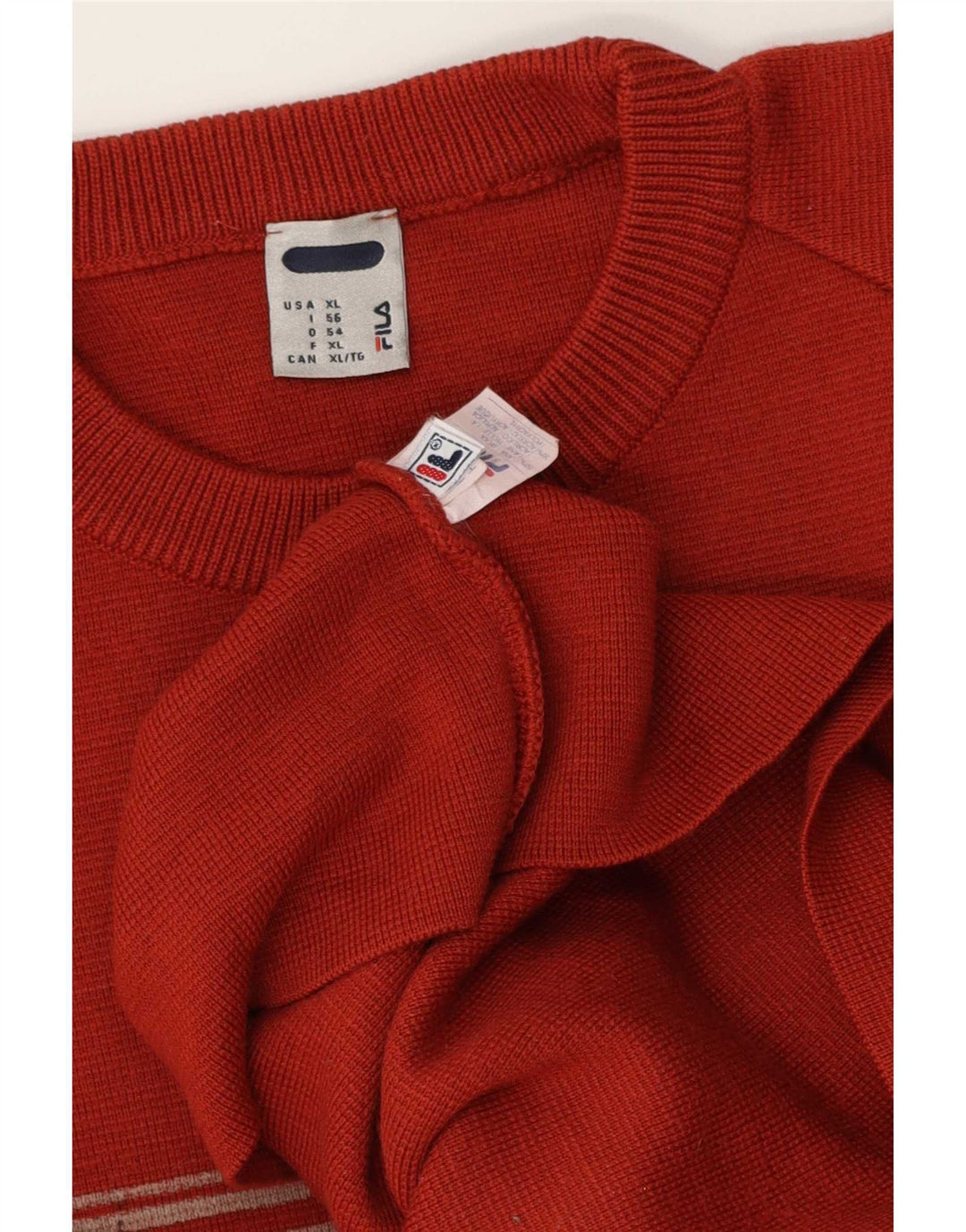 Męski sweter Fila z okrągłym dekoltem XL, wełniany w kolorze czerwonym