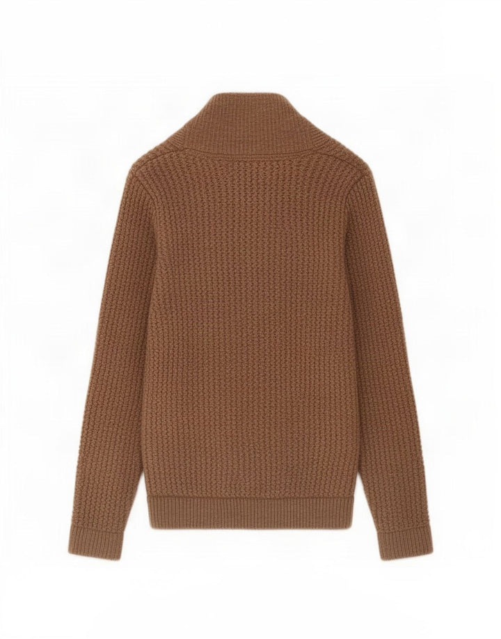Męski sweter rozpinany William Hunt, mały, brązowy, z owczej wełny