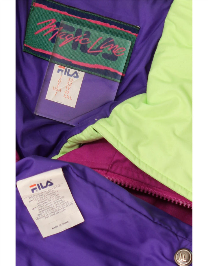 Męska ocieplana kurtka z kapturem Fila IT 52 XL Różowy poliester w blokach kolorów