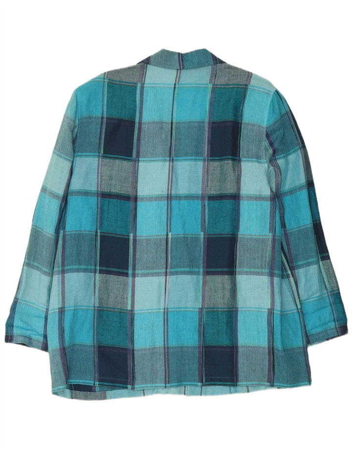 Vintage damska marynarka zapinana na 2 guziki UK 18 XL w niebieską wiskozę w kratkę