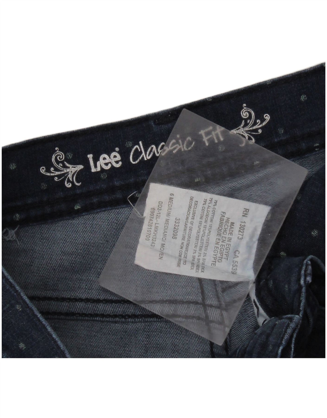 Damskie jeansy Capri LEE Classic Fit US 6 Medium W28 L19 Granatowe w cętki
