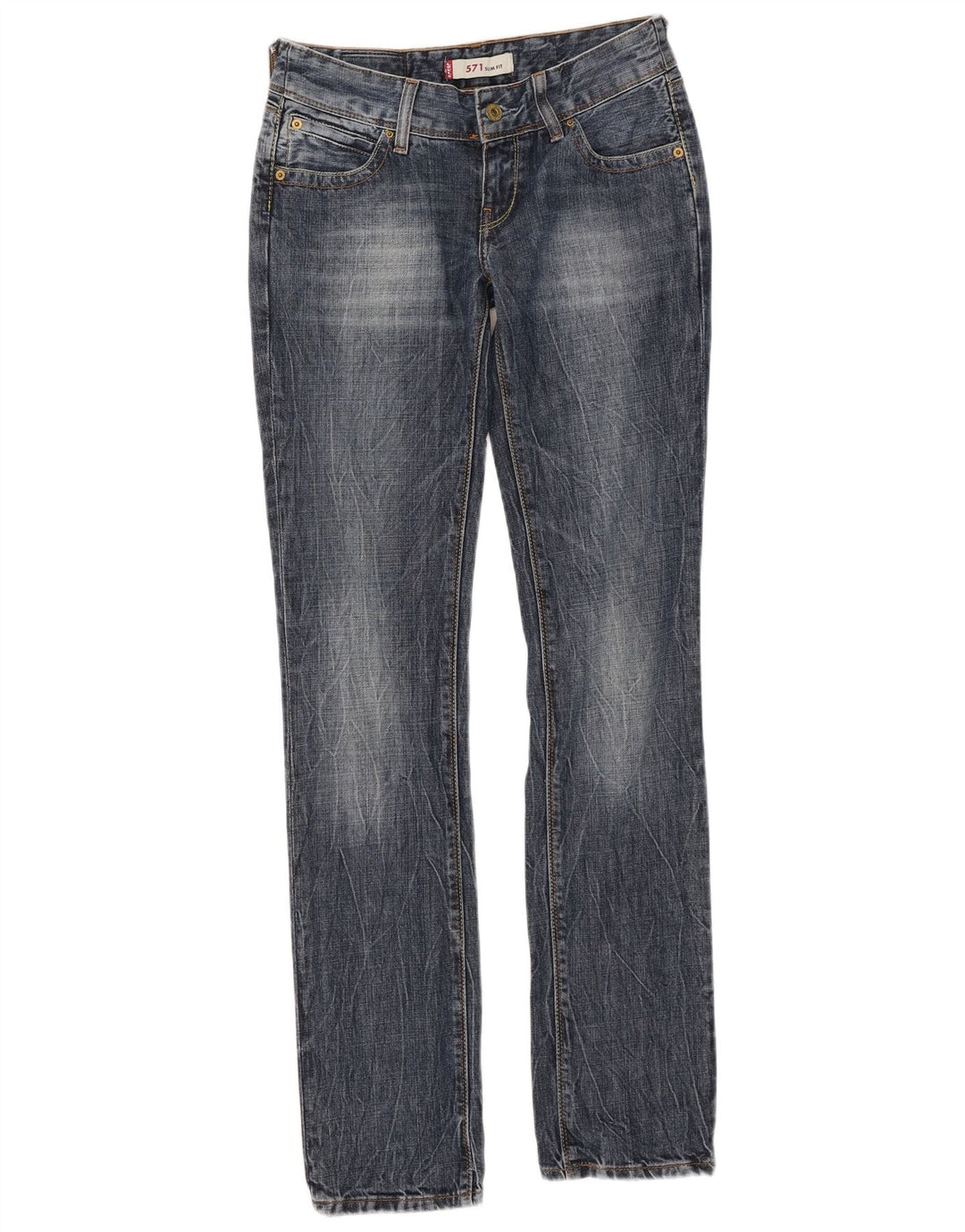 Damskie jeansy Levi's 571 Slim W27 L34 Niebieskie bawełniane