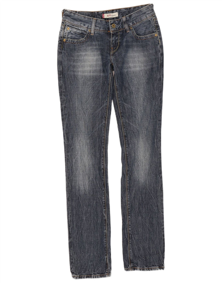 Damskie jeansy Levi's 571 Slim W27 L34 Niebieskie bawełniane