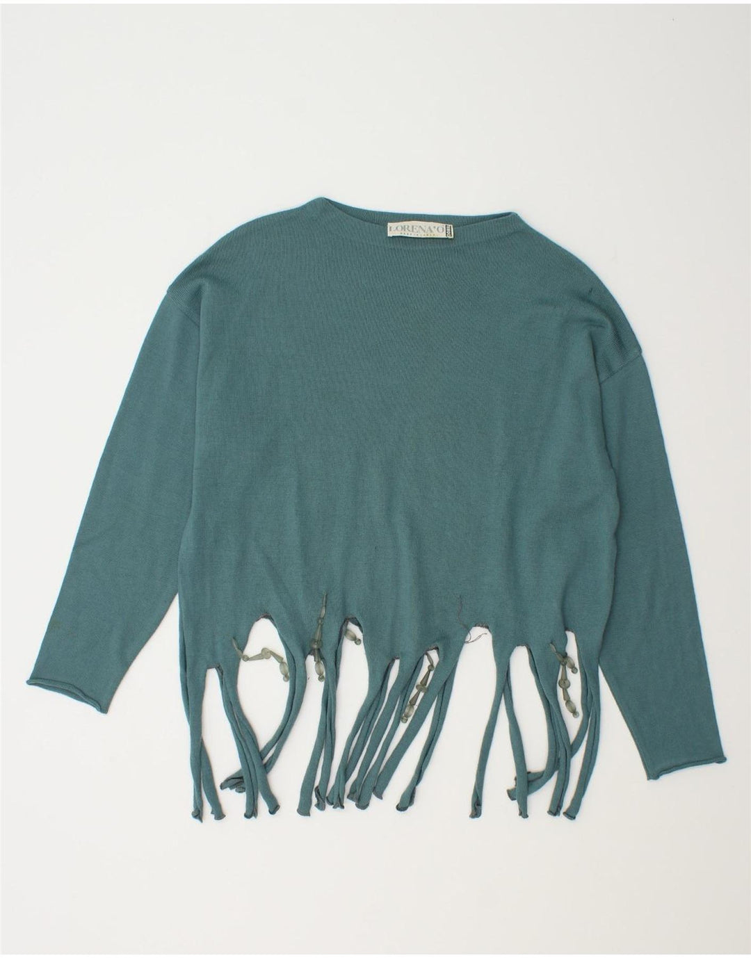 VINTAGE Womens Boat Neck Jumper Sweater IT 44 Medium Blue Wool Vintage Vintage and Second-Hand Vintage from Messina Hembry 