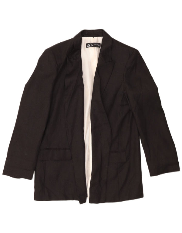 Damska otwarta marynarka Zara UK 18 XL, czarna lniana