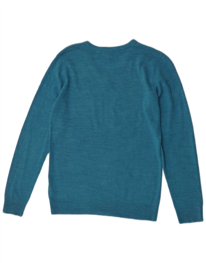 Marks & Spencer Męski sweter z dekoltem w kształcie litery V, mały, turkusowy, nakrapiany