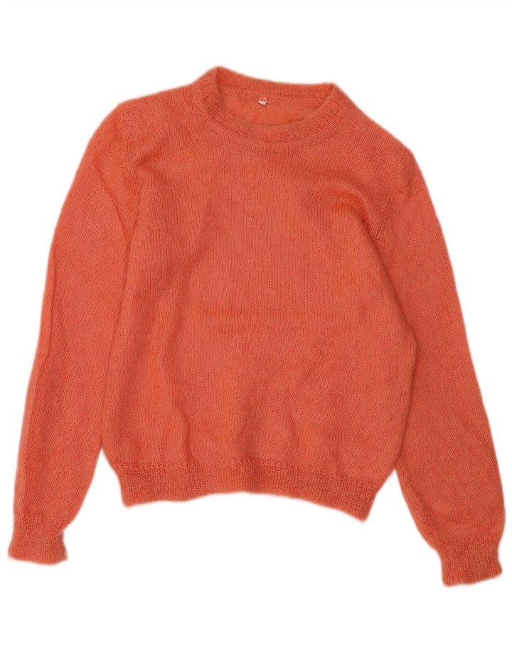 Sweter damski w stylu vintage z okrągłym dekoltem UK 12, średni róż