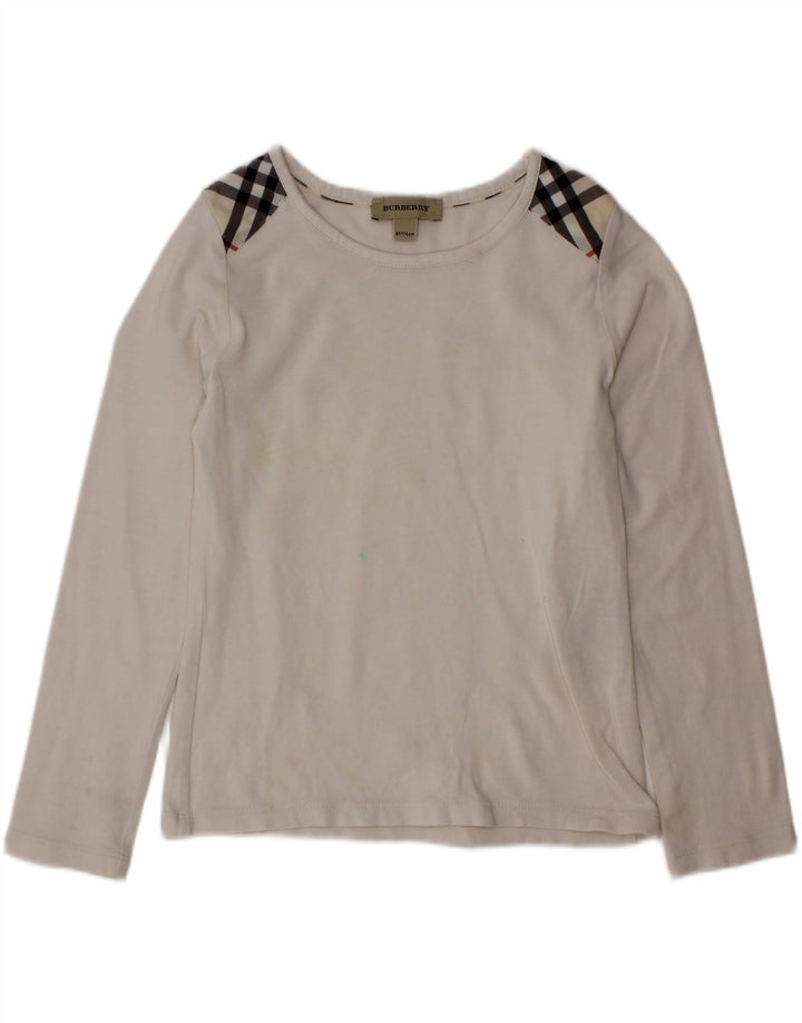 Top dziewczęcy BURBERRY z długim rękawem, 5-6 lat, w białą kratkę