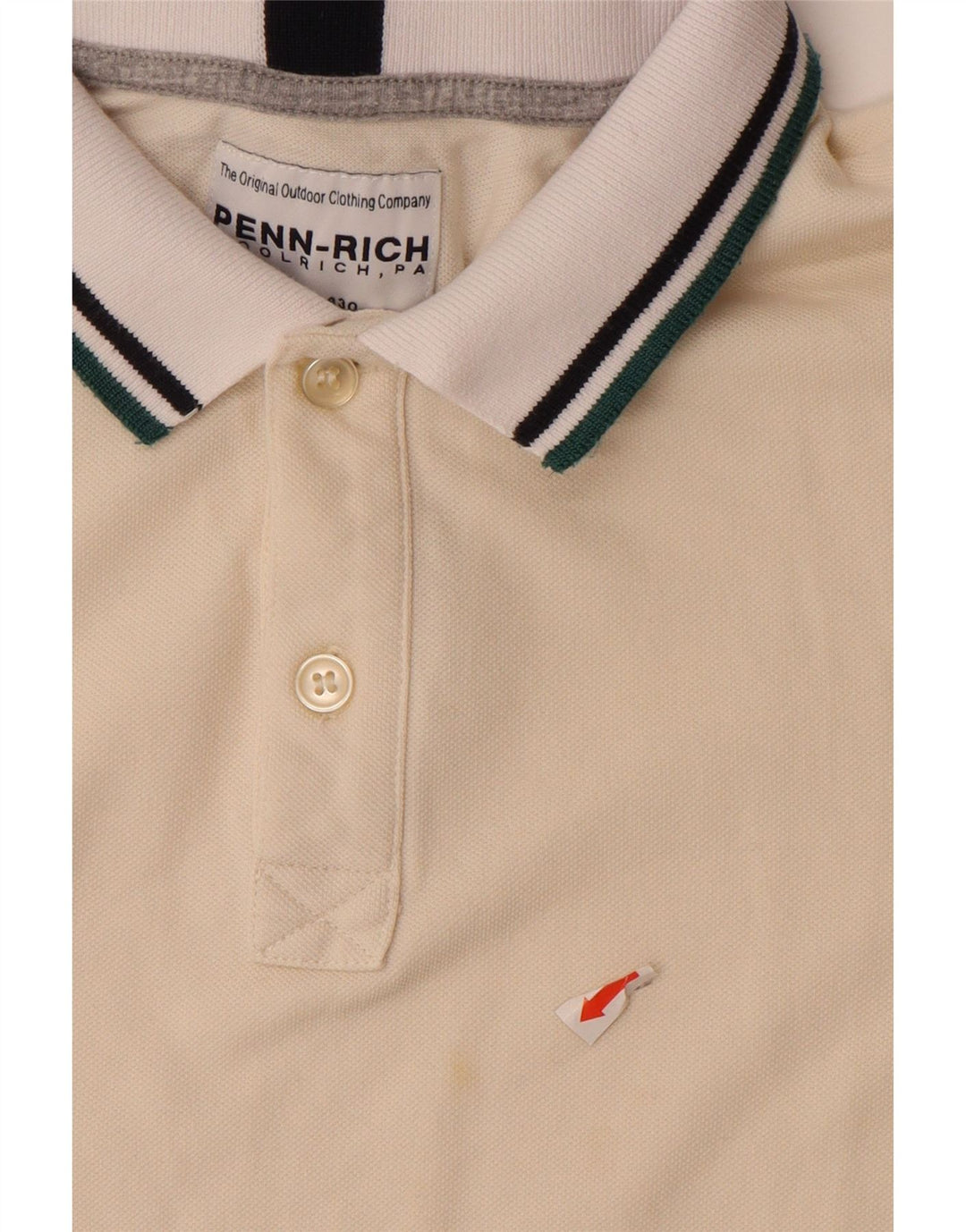 WOOLRICH Mens Penn-Rich Polo Shirt Small Off White Cotton Vintage Woolrich and Second-Hand Woolrich from Messina Hembry 