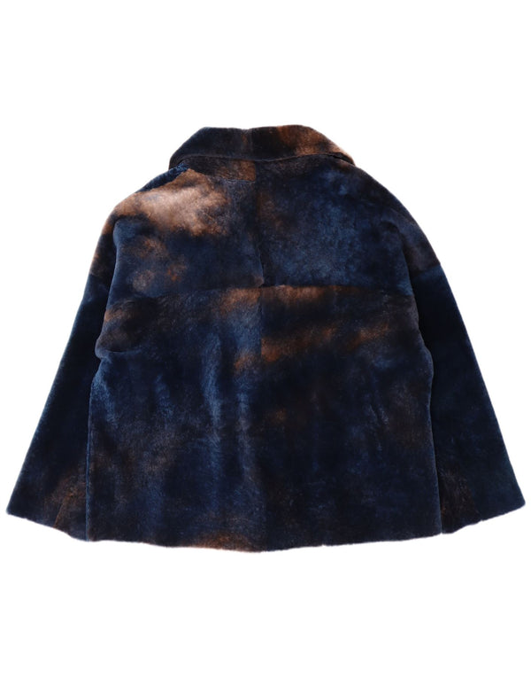 Damska kurtka futrzana oversize VINTAGE IT 50 XL, granatowa, ze skóry jagnięcej