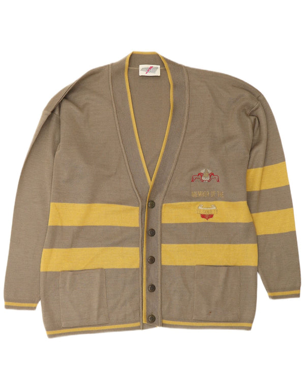 Męski sweter rozpinany VINTAGE o luźnym kroju, duże, zielone paski, poliamid