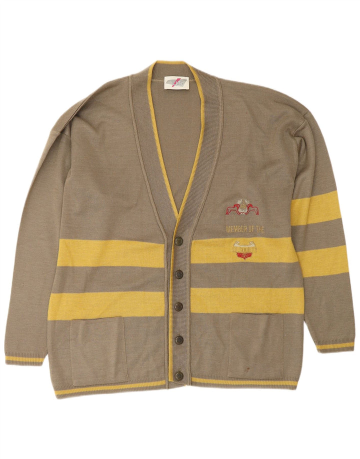 Męski sweter rozpinany VINTAGE o luźnym kroju, duże, zielone paski, poliamid