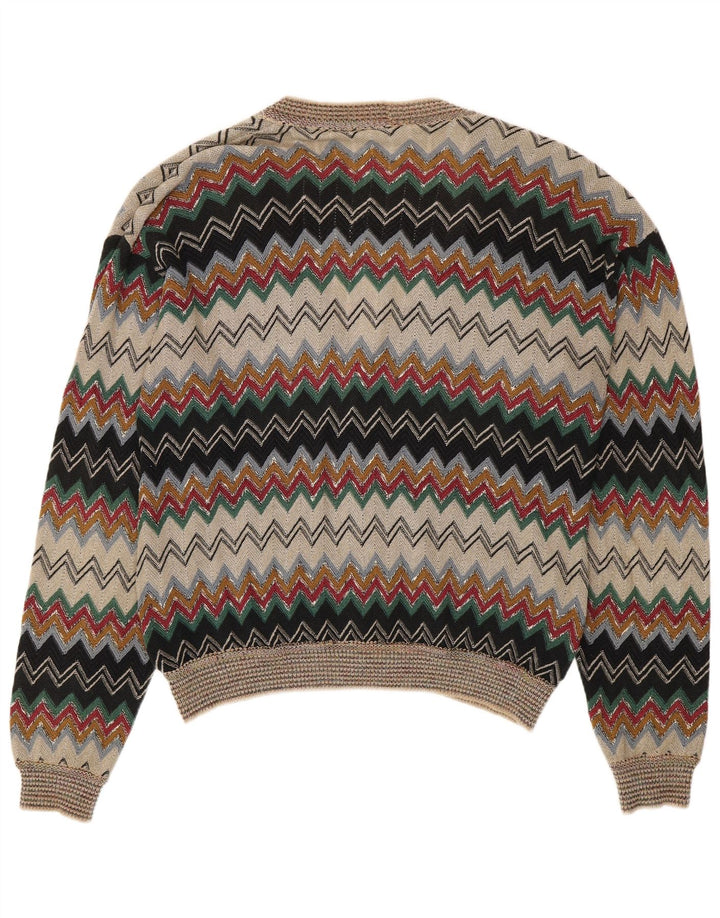 Męski sweter rozpinany w stylu vintage IT 50 Średni, wielobarwny, lniany Chevron