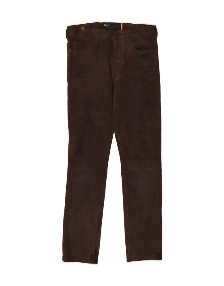 NOTIFY Womens Slim Suede Casual Trousers W30 L30 Brown Leather Vintage Notify and Second-Hand Notify from Messina Hembry 