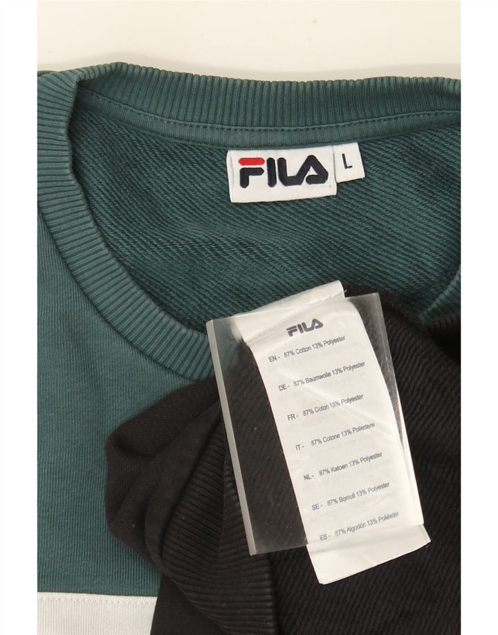 Bluza męska Fila, duża, czarna, bawełniana z blokami kolorów