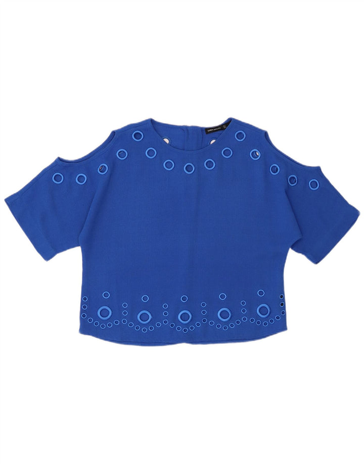 KAREN MILLEN Damska bluzka typu oversize, krótka, UK 10, mała niebieska, poliester