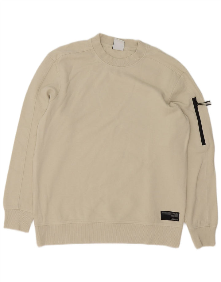 Męski sweter Zara, mały, złamanej bieli, bawełniany