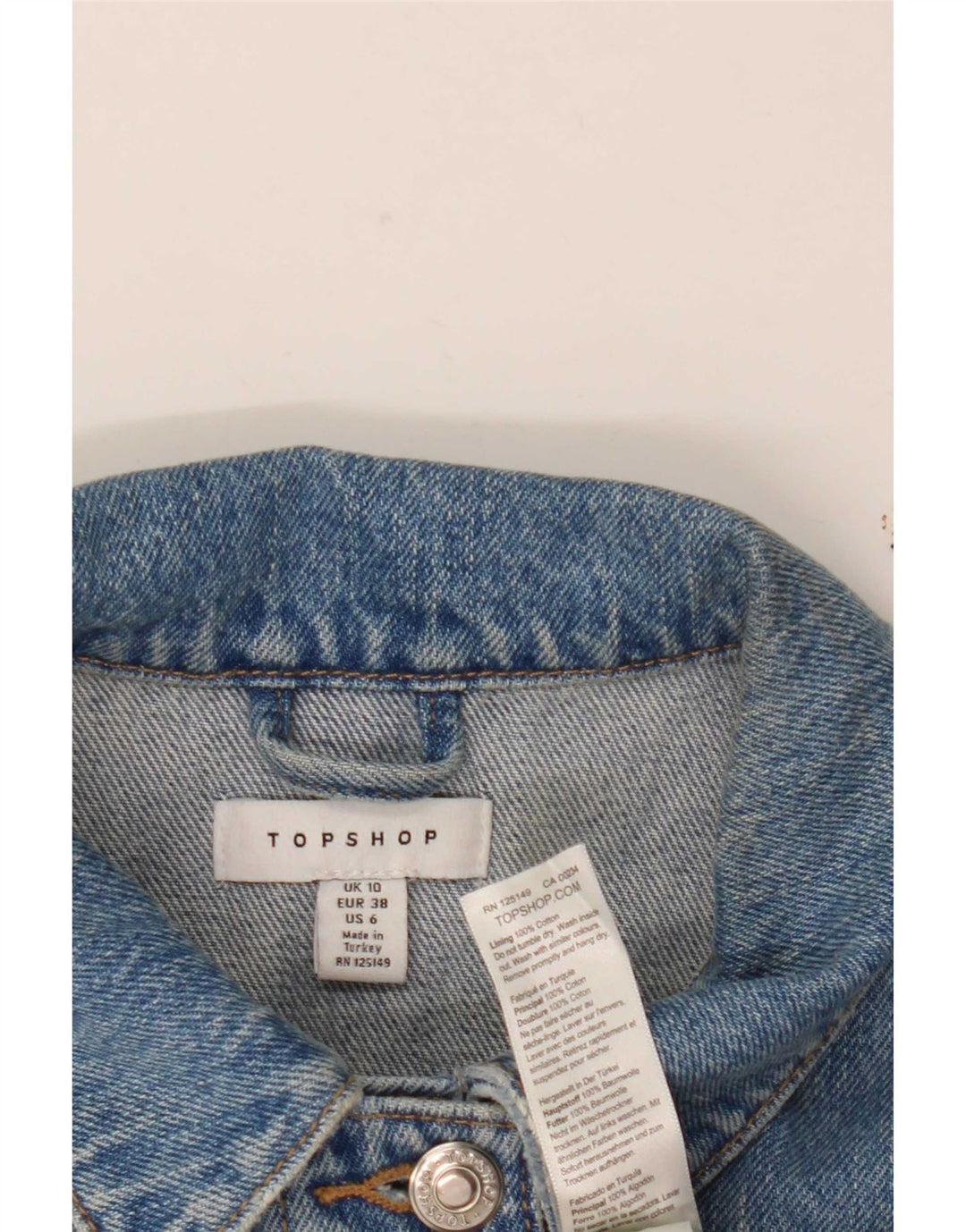 Damska kurtka jeansowa Topshop Crop UK 10, mała, niebieska, bawełniana