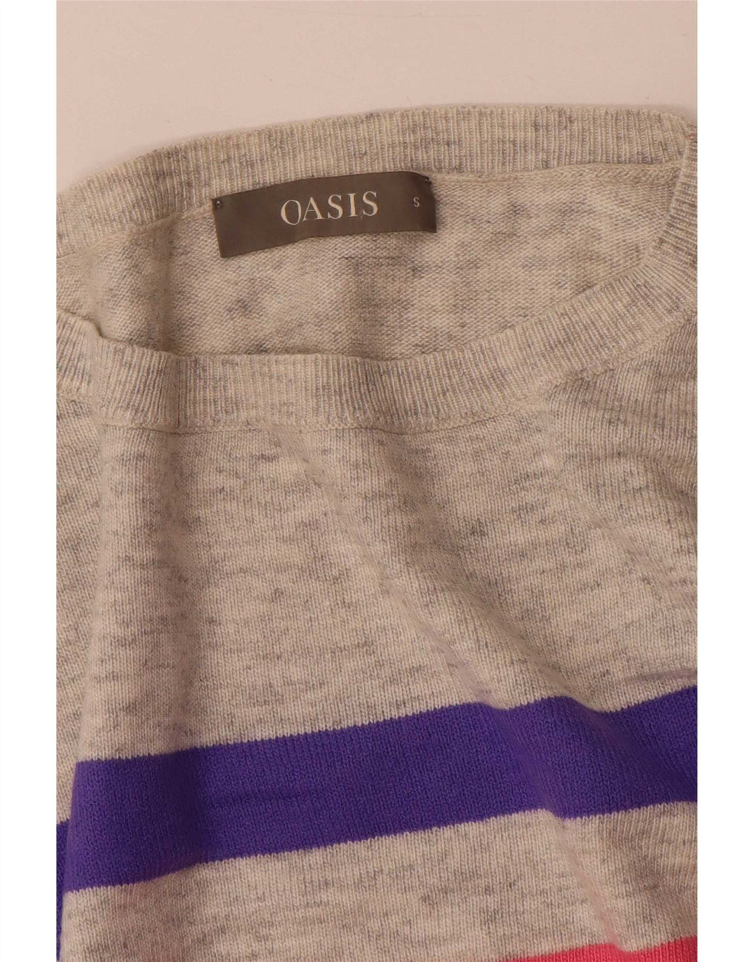 Damski sweter Oasis z dekoltem w łódkę, UK 10, małe, wielokolorowe paski
