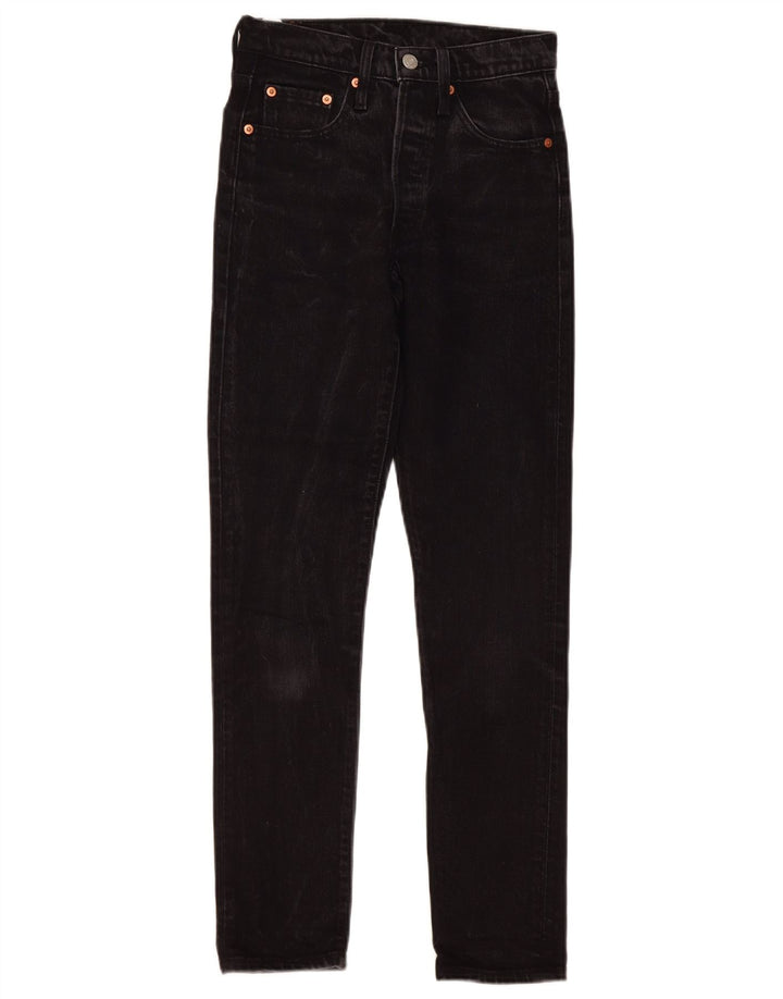 Damskie dżinsy Levi's 501 Straight W24 L30 Czarna bawełna