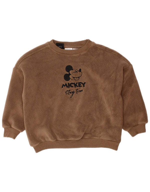 ZARA Chłopięcy sweter polarowy z Myszką Miki w wieku 18-24 miesięcy, brązowy, bawełniany