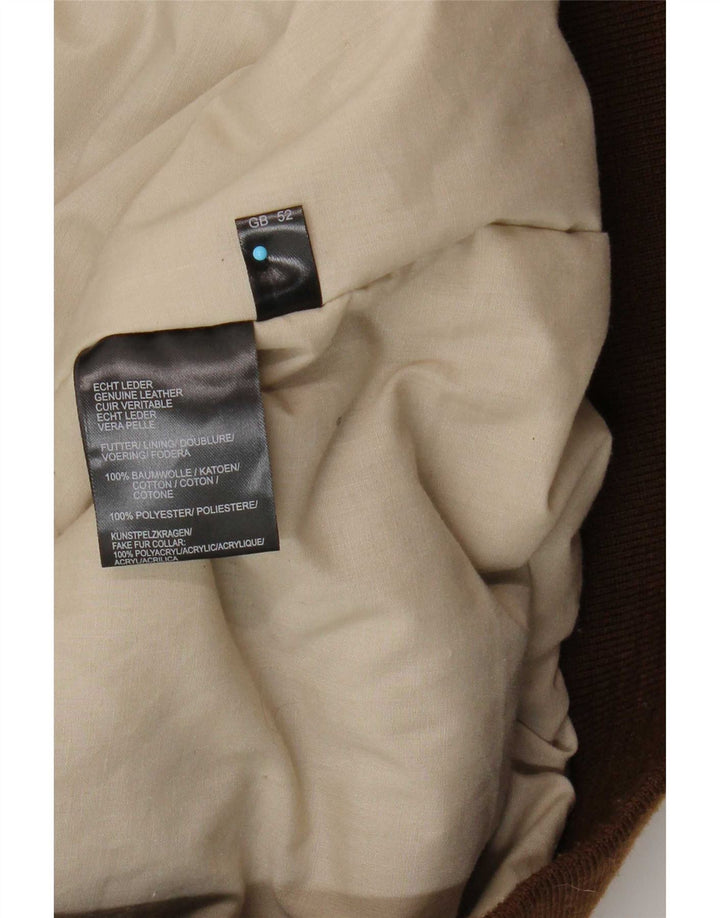 Męska kurtka skórzana Maddox UK 52 6XL brązowa skóra