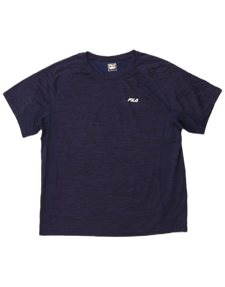 T-shirt męski FILA Top, średni, granatowy, nakrapiany poliester