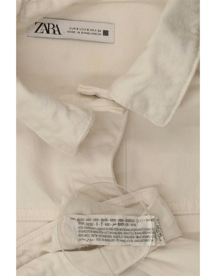 Damska kurtka jeansowa oversize Zara UK 10, mała, biała, bawełniana