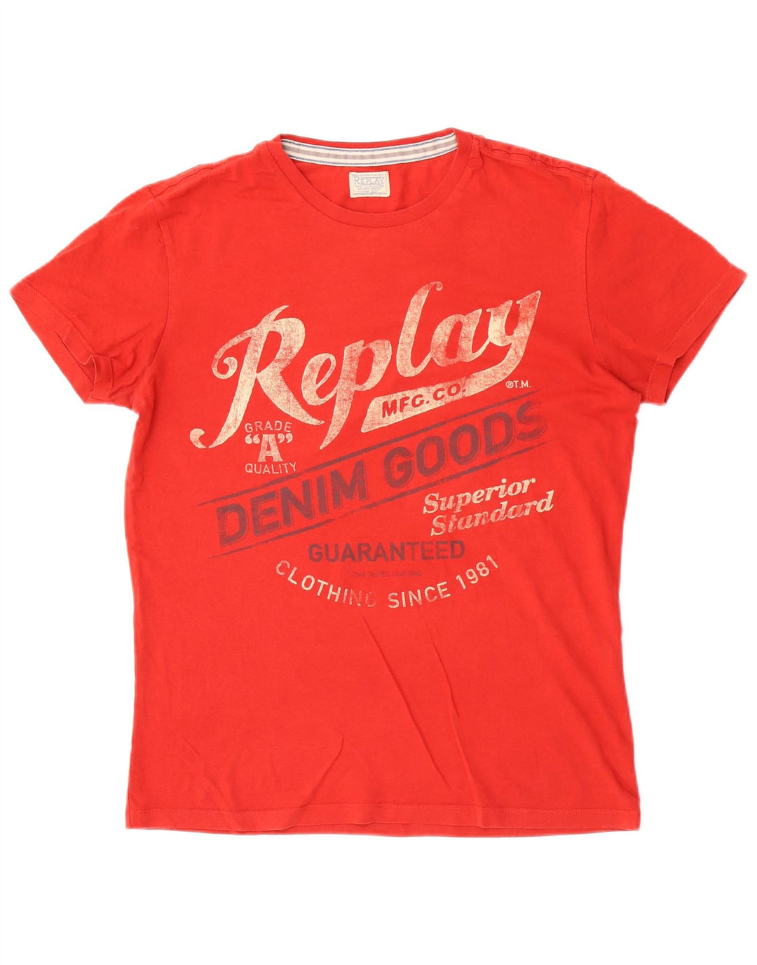 Męski T-shirt z grafiką Replay, średni czerwony
