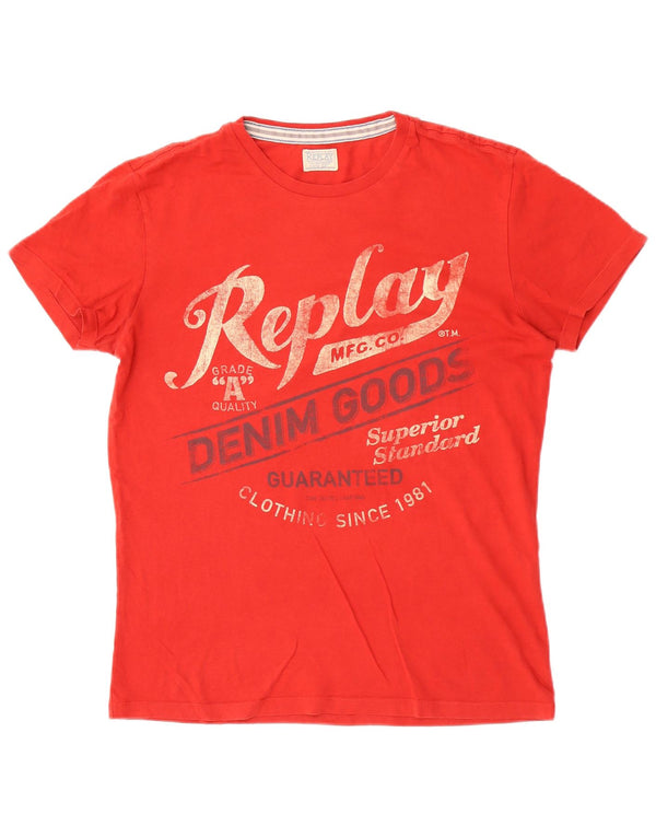 Męski T-shirt z grafiką Replay, średni czerwony