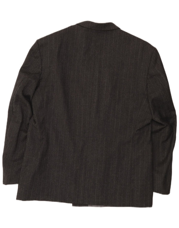 Vintage męska marynarka dwurzędowa EU 54 2XL szara wełna w prążki